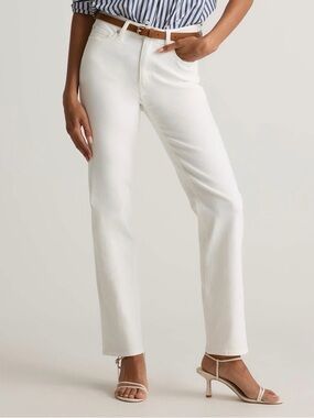 NWT Quince Women Bella Stretch Straight Jeans Cloud White 28